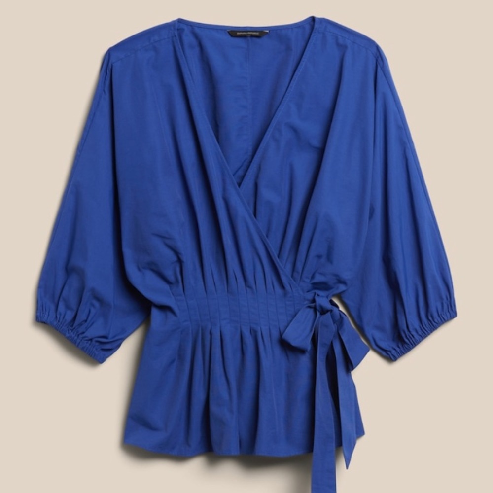 Elegant Blue Wrap Top - Picture 4 of 8